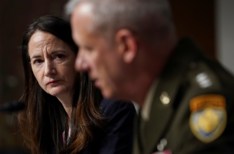 Director of National Intelligence (DNI) Avril Haines and Director of the Defense Intelligence Agency Lt. Gen. Scott Perrier during a Senate Armed Services Committee hearing on "global threats" In the US Capitol in Washington on May 10, 2022. REUTERS/Kevin LaMarque